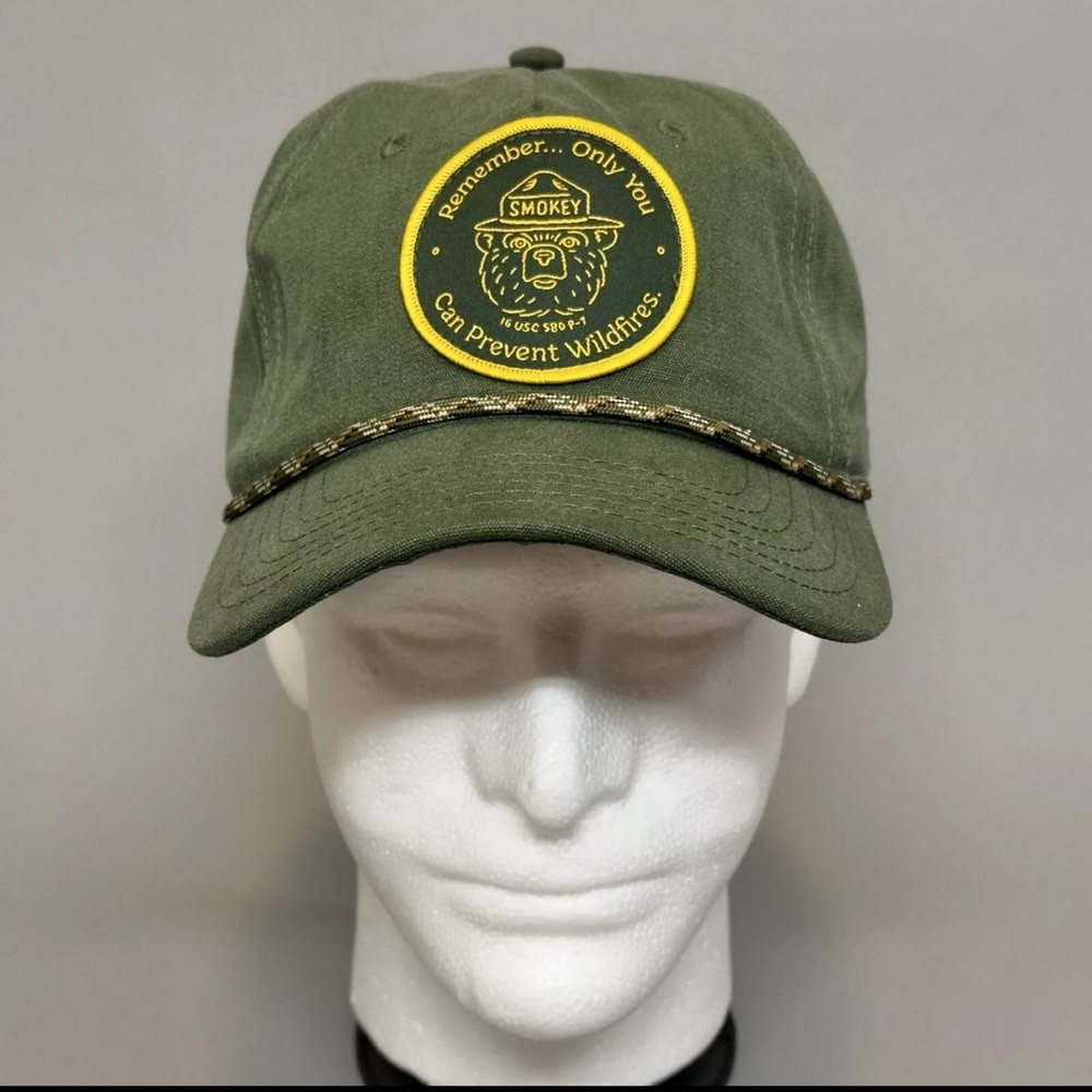 Smokey The Bear Snapback Rope Hat “MAD Engine” Adjustable Cap - Green